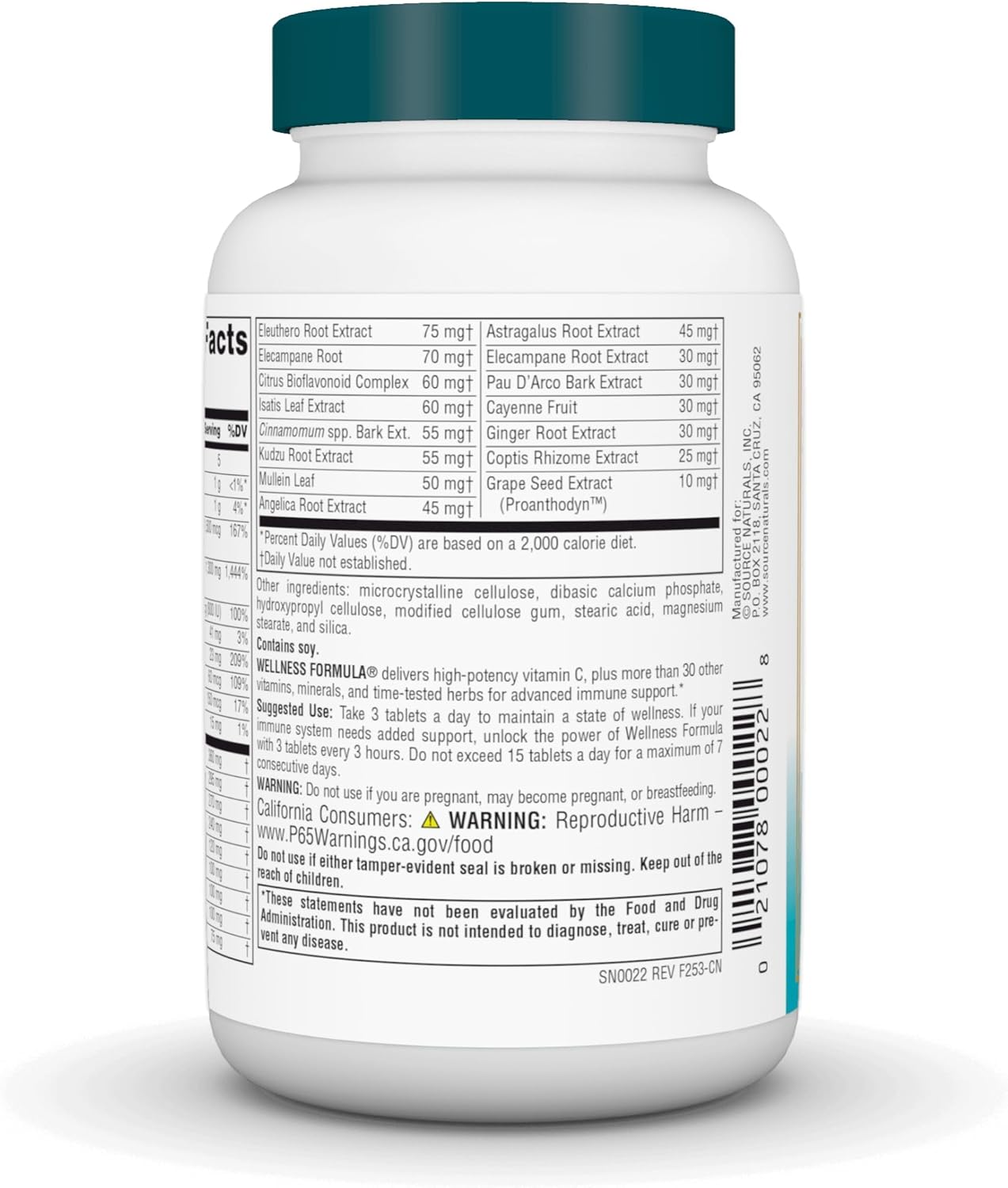 Source Naturals Wellness Formula Bio-Aligned Vitaminas y Defensa Herbal - 90 Comprimidos