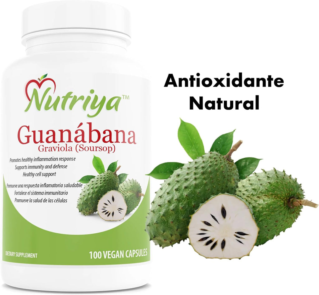 Guanábana (Graviola Soursop) - Antioxidante - Apoyo Celular - 100 Cápsulas Vegetarianas