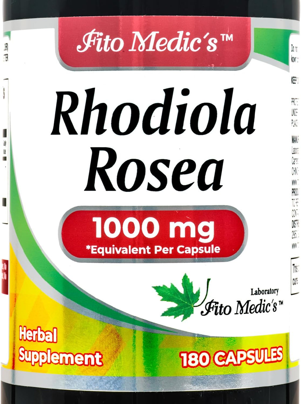 Rhodiola Rosea 1000mg 180 Cápsulas - Suplemento Adaptógeno de Alta Absorción