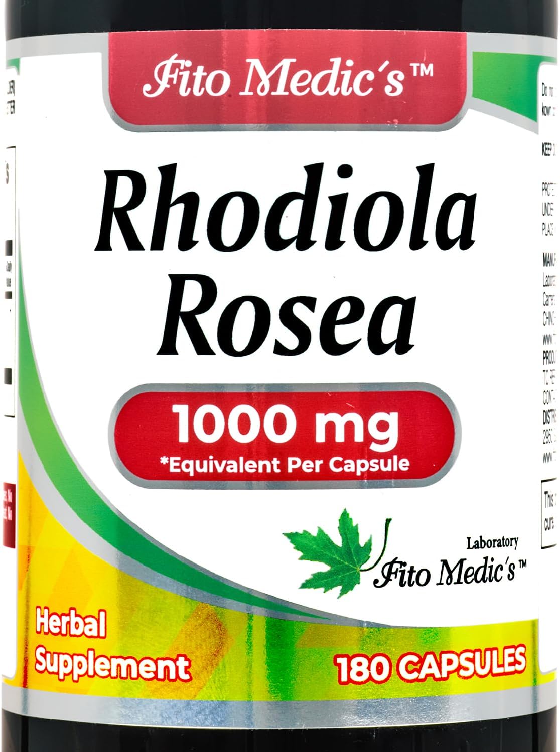 Rhodiola Rosea 1000mg 180 Cápsulas - Suplemento Adaptógeno de Alta Absorción