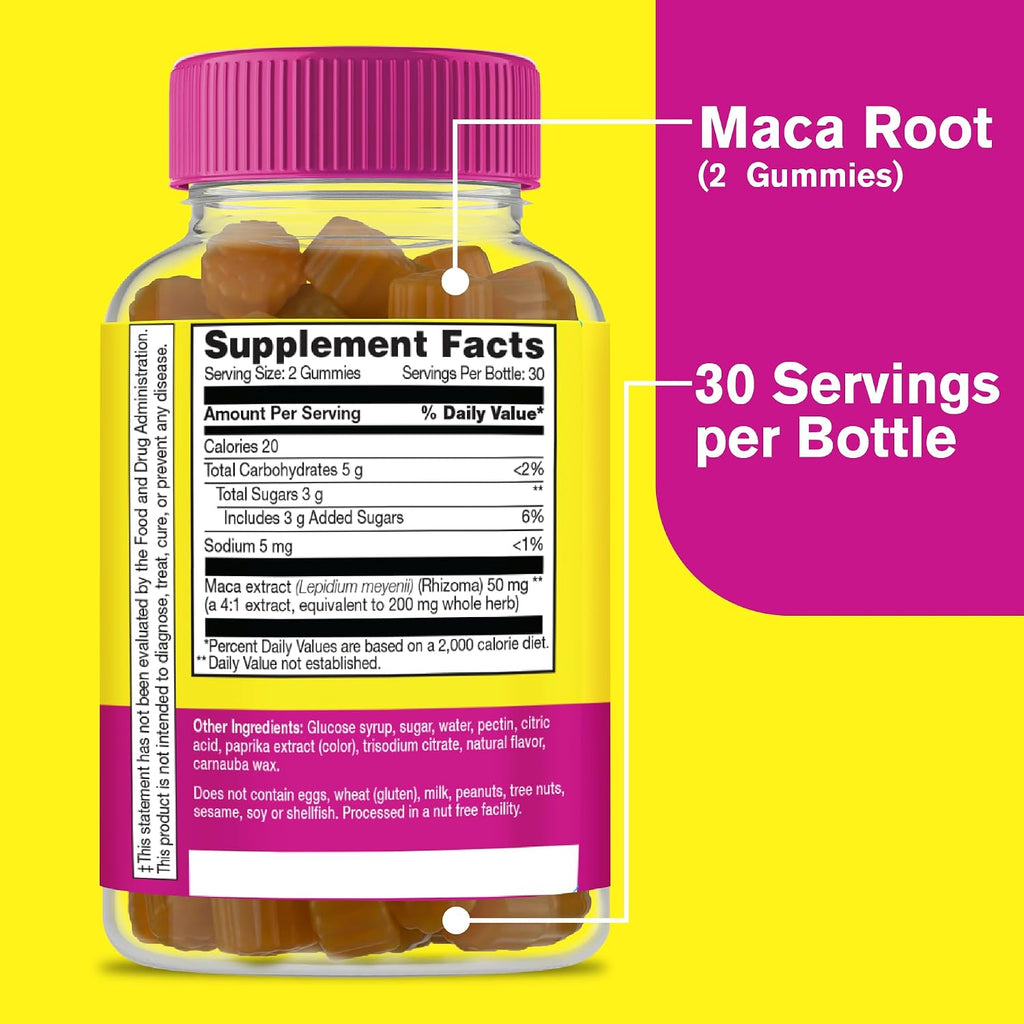 Gominolas de Maca Root | para Mujeres y Hombres | 200 mg | 60 unidades