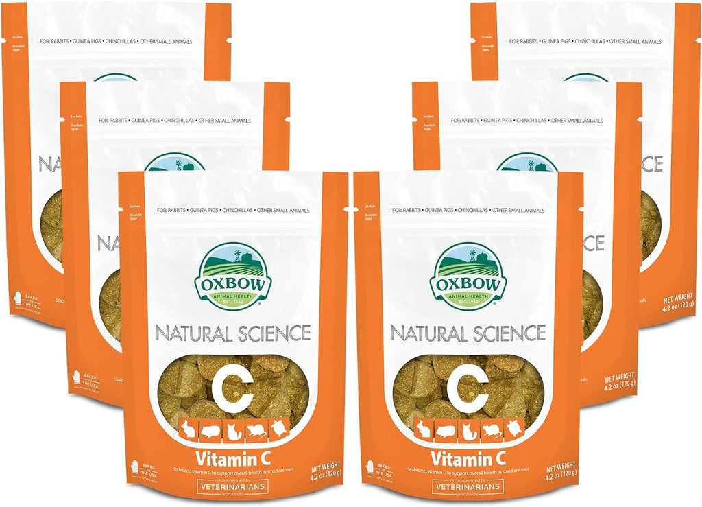 Oxbow Natural Science Suplemento de Vitamina C para Cobayas, Conejos y Chinchillas – Fórmula de Heno de Timothy, 4.2 oz (6 Paquetes)
