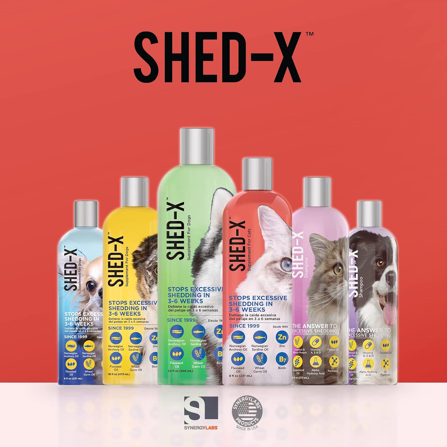 Shed-X Suplemento Líquido para Gatos, 8 oz – 100% Natural – Control de Muda Excesiva con Ácidos Grasos Esenciales, Vitaminas y Minerales