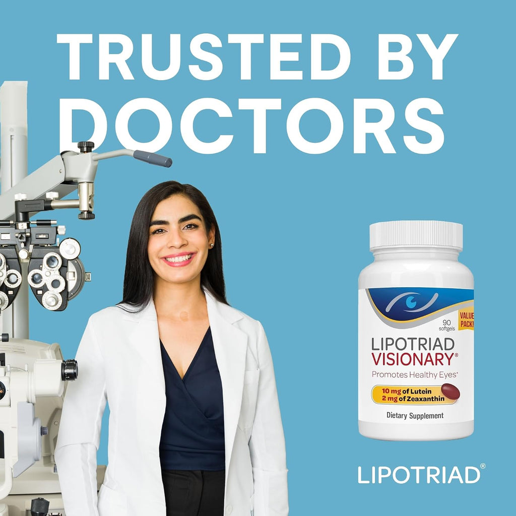 Lipotriad Visionary Eye Vitamins - 90 Cápsulas - Suplemento Ocular con Luteína y Zeaxantina
