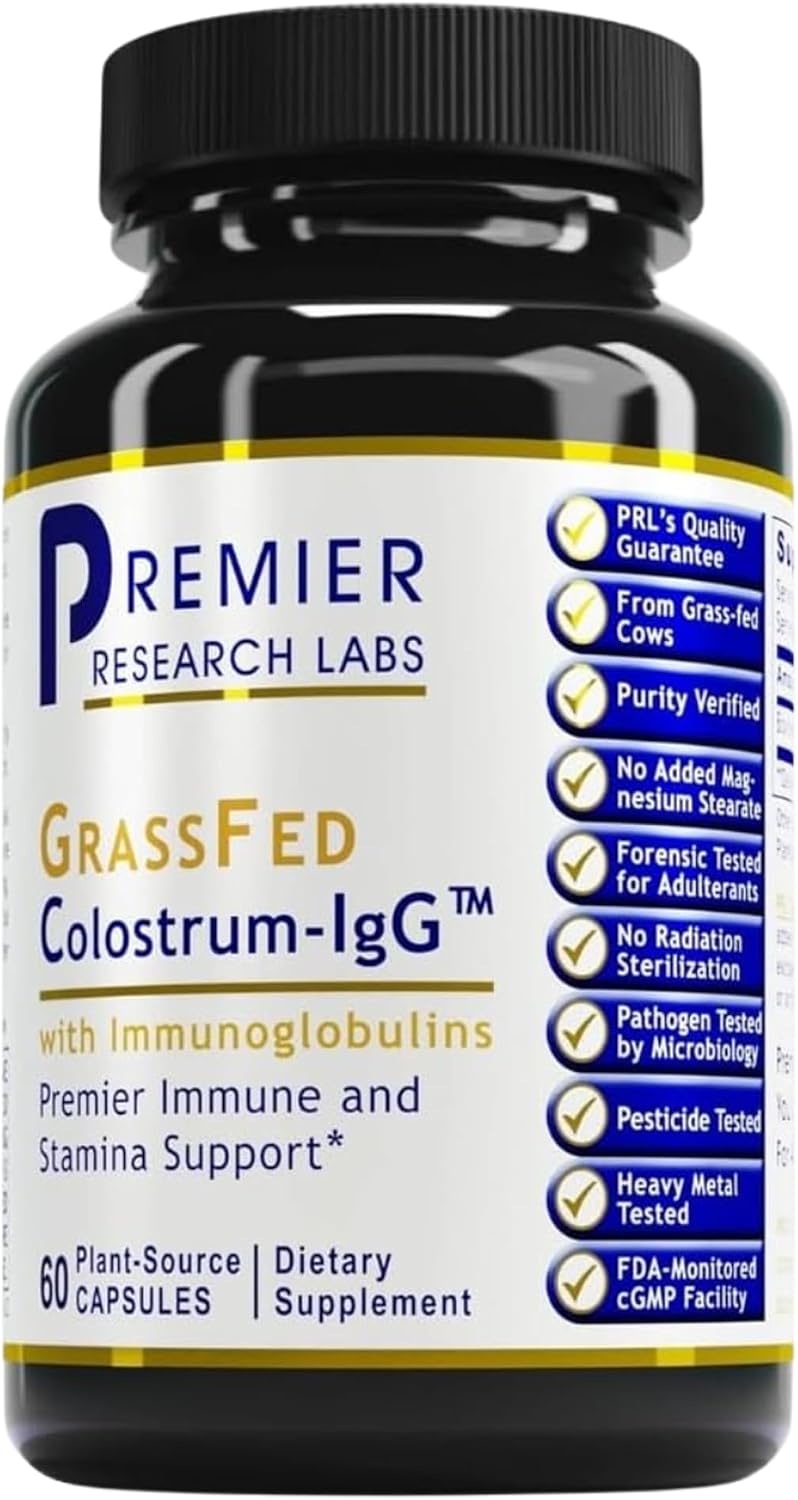 Premier Research Labs Colostrum-IgG – Calostro Bovino para la Salud Inmunitaria, 60 Cápsulas