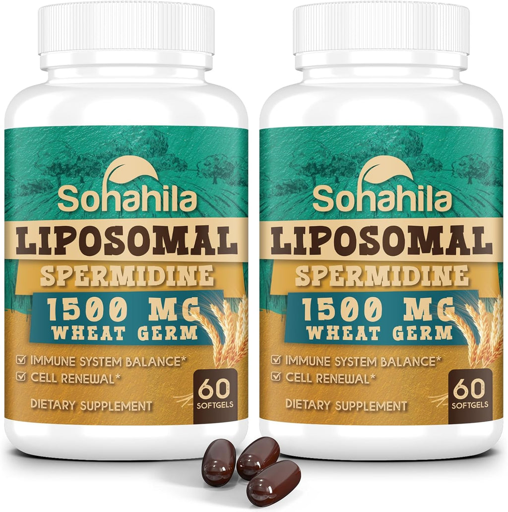Suplemento de Espermidina 15 mg con Zinc y Tiamina - 60 Cápsulas Blandas - Fórmula Liposomal para Máxima Absorción - Sohahila