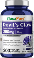 NusaPure Garra del Diablo, 250 mg, 200 Cápsulas Veganas (No-GMO, Vegano)