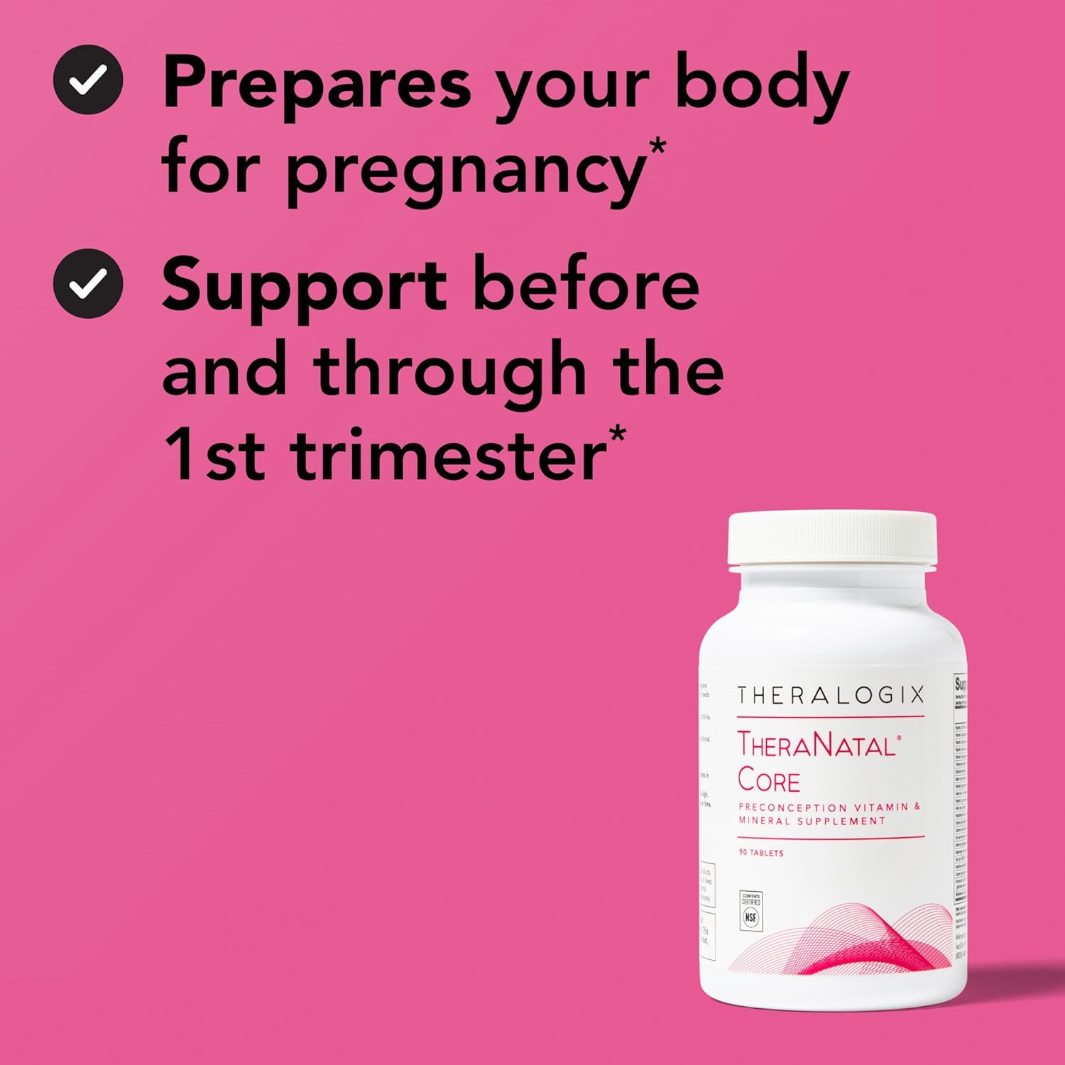 Theralogix TheraNatal Core - Suplemento vitamínico preconcepción - 90 comprimidos