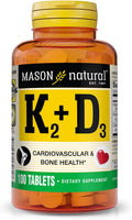 MASON NATURAL Vitamin K2 + D3 with Calcium, 100 Tablets