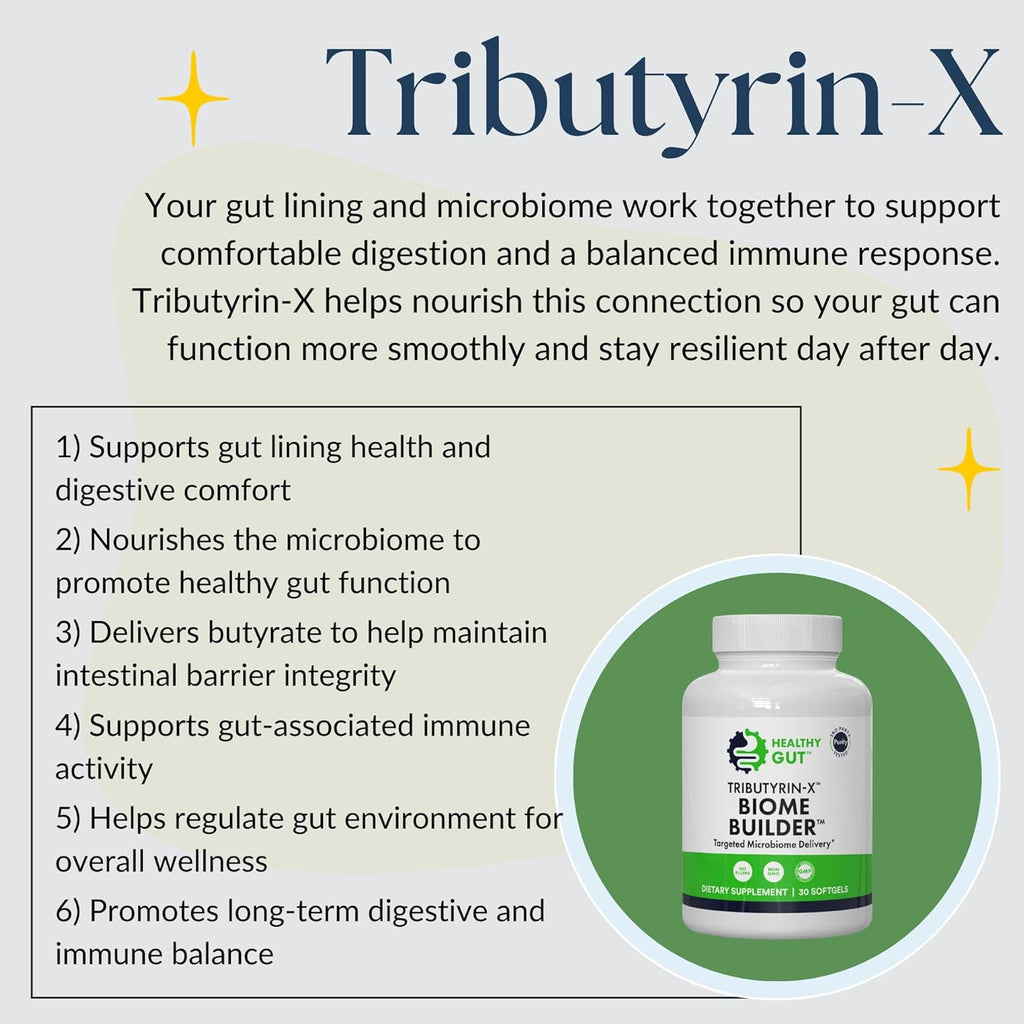 Healthy Gut Tributirina-X - Posbiótico de Butirato de Alta Biodisponibilidad - 30 Cápsulas Blandas