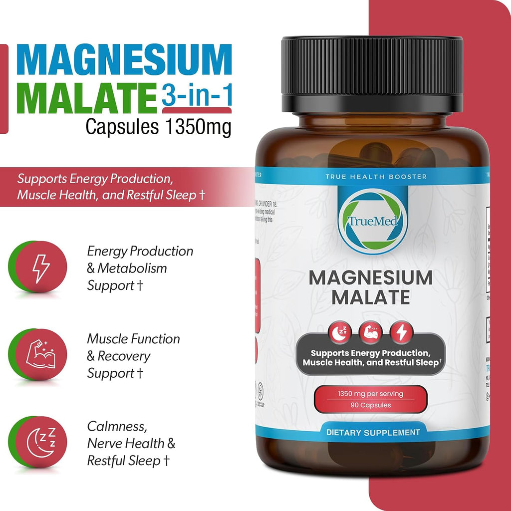 TRUEMED Malato de Magnesio 1350mg – 90 Cápsulas