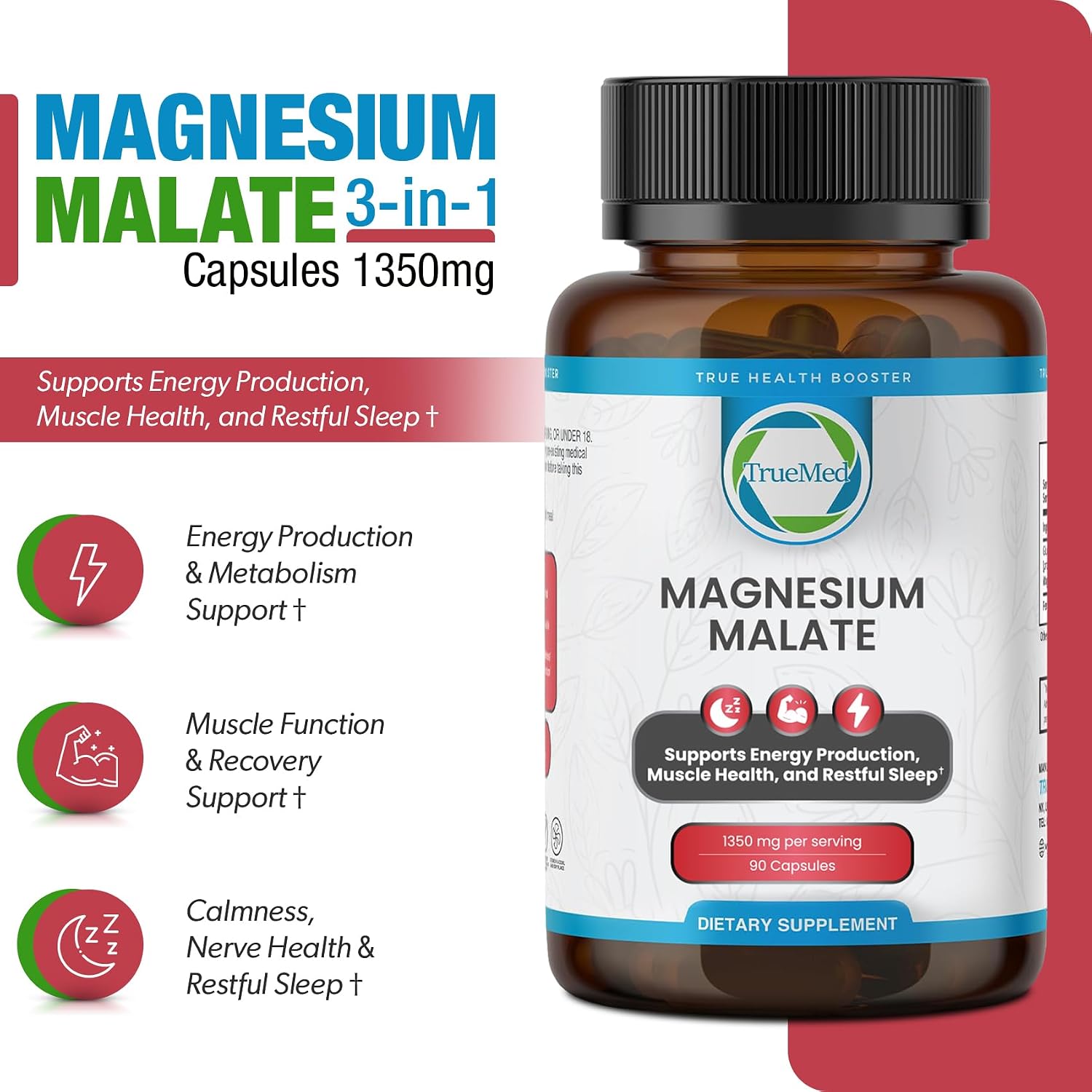 TRUEMED Malato de Magnesio 1350mg – 90 Cápsulas