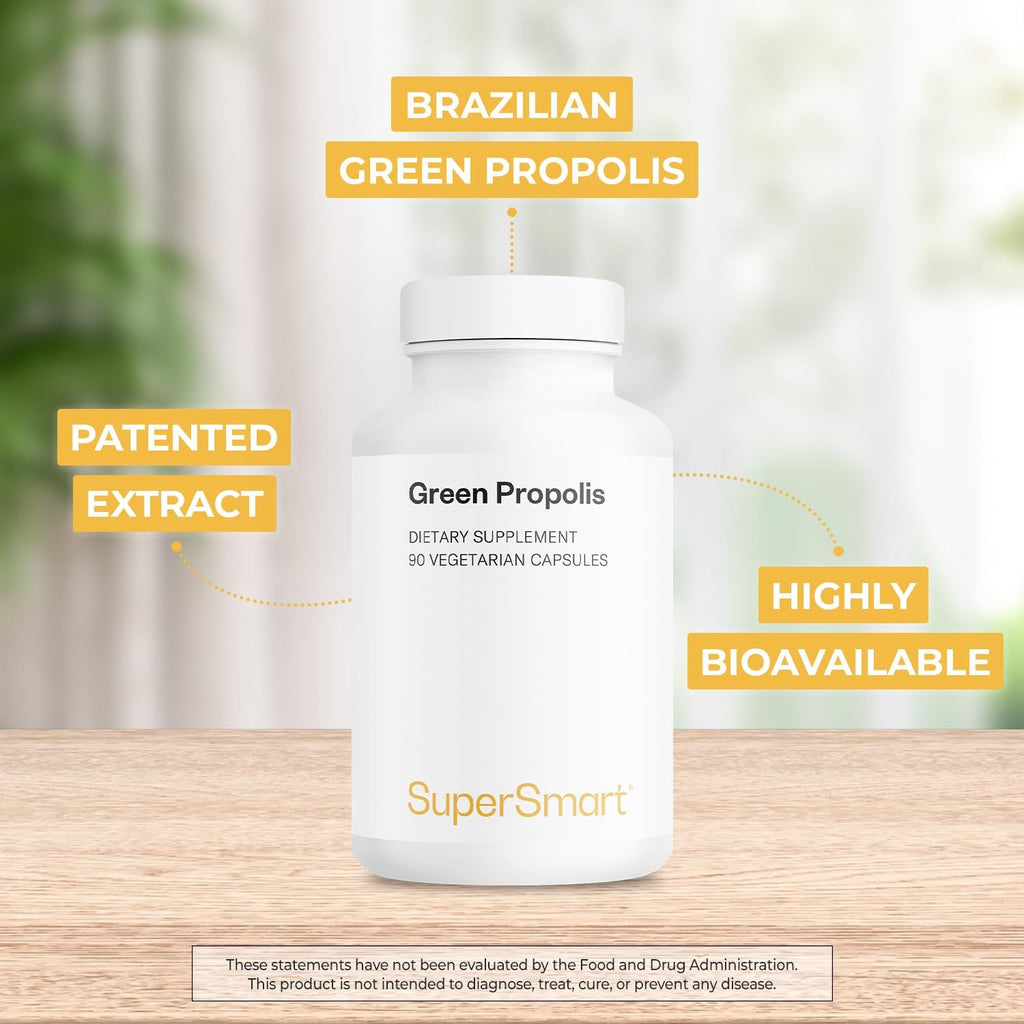 Supersmart Propóleo Verde 1200 mg - Extracto Patentado Green Art - 90 Cápsulas Vegetales