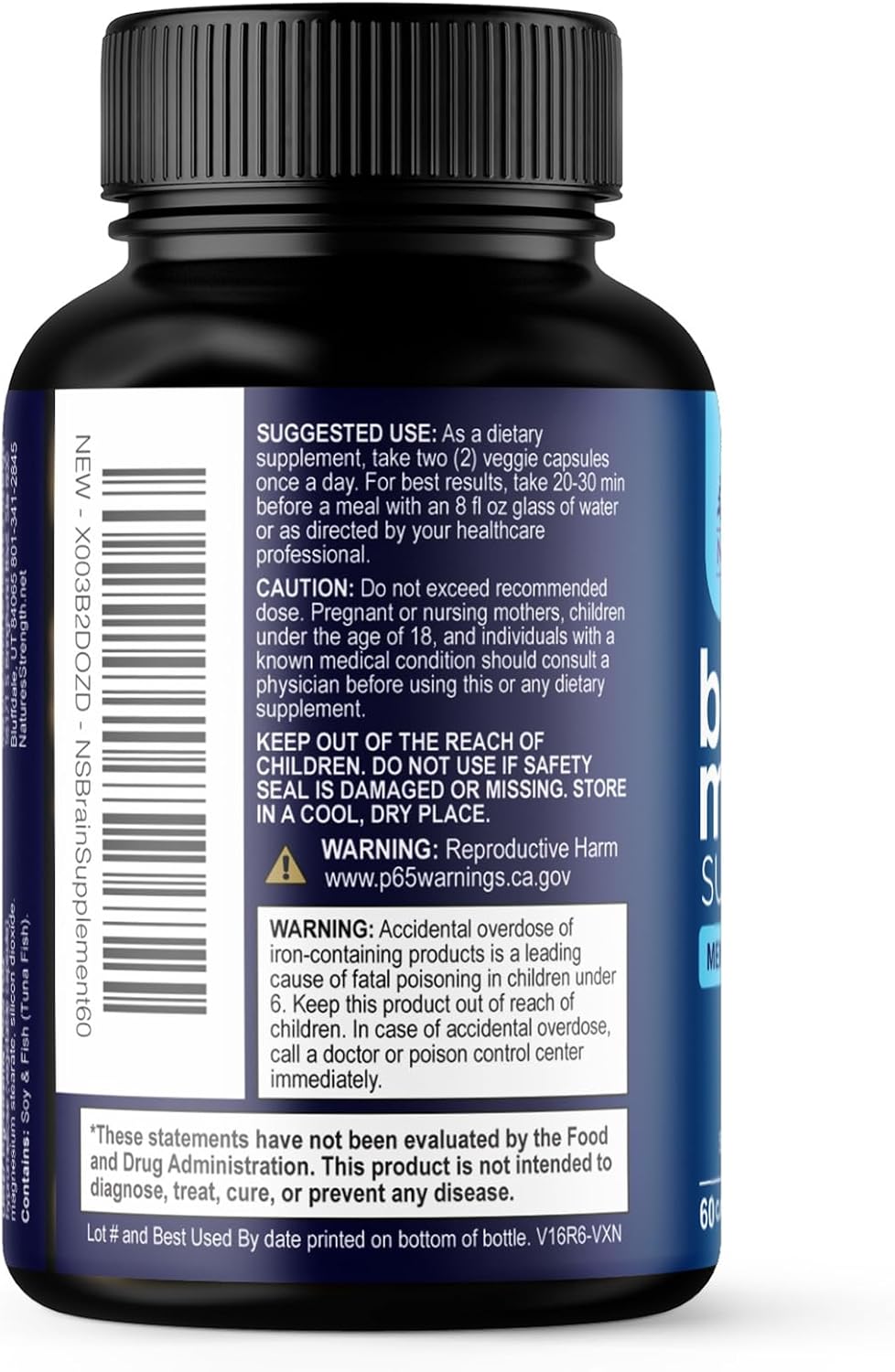 Brain Memory Supplement Pills - 3X Strength Nootropics for Concentration, Clarity & Focus Support - Brain Health Cognitive Vitamins with Bacopa, Phosphatidylserine & DMAE, Brain Booster - 60 Capsules
