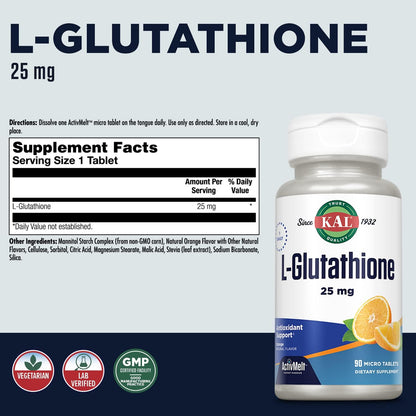 KAL Glutatión Reducido 90 Comprimidos ActivMelt, Antioxidante Alta Absorción, Sabor Naranja, Vegetariano – Image 2