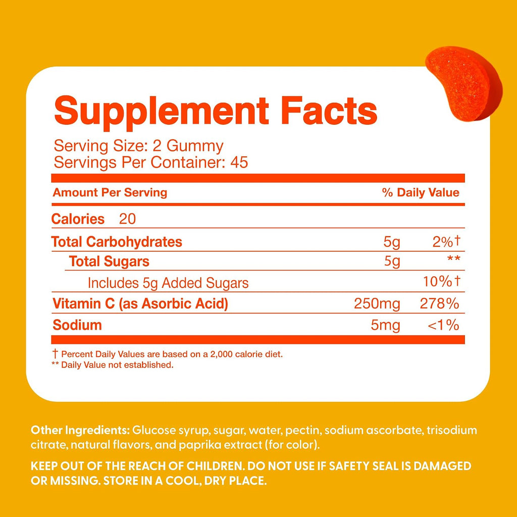 Feel Great Gummies de Vitamina C para Niños – 90 Gummies – 250 mg por ración
