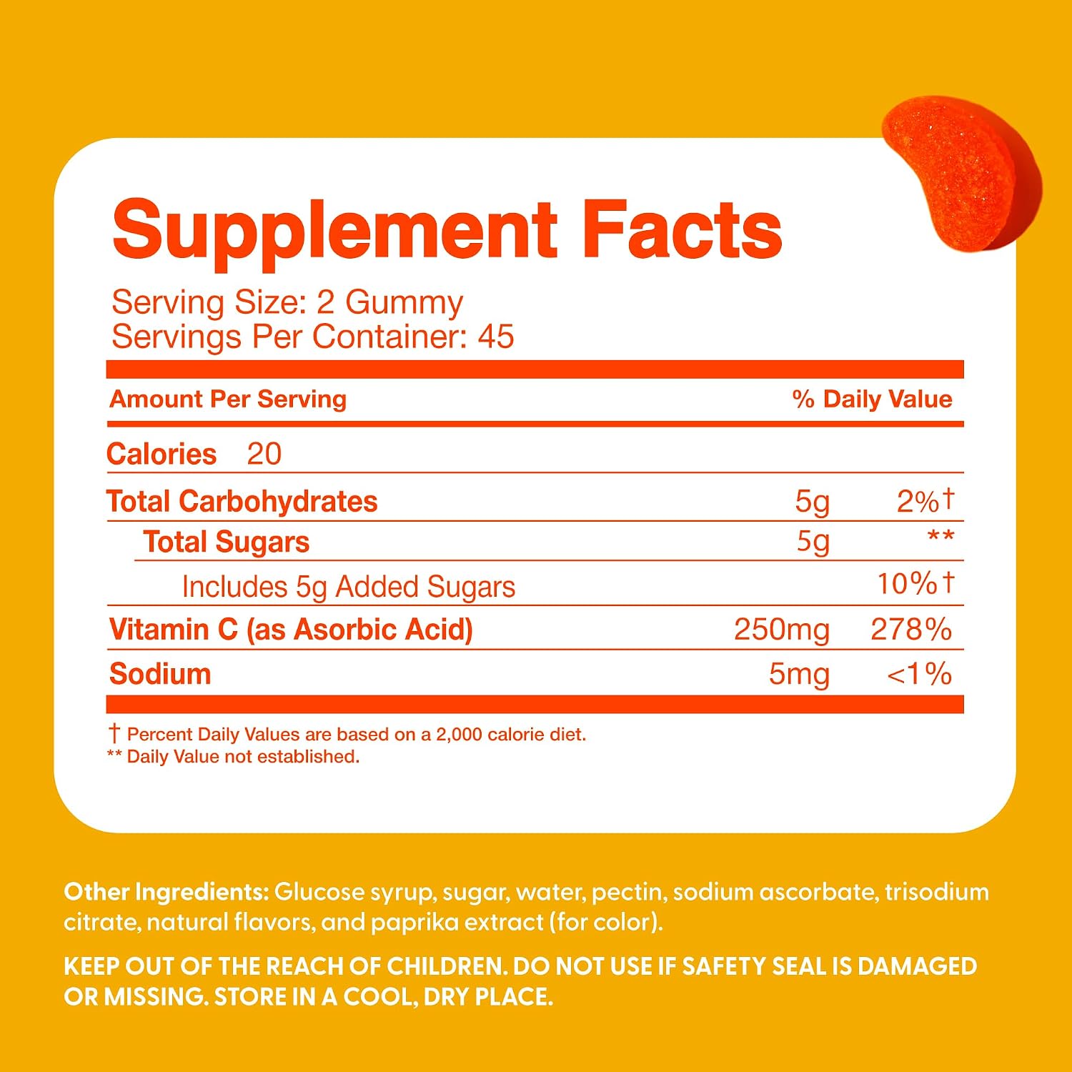 Feel Great Gummies de Vitamina C para Niños – 90 Gummies – 250 mg por ración