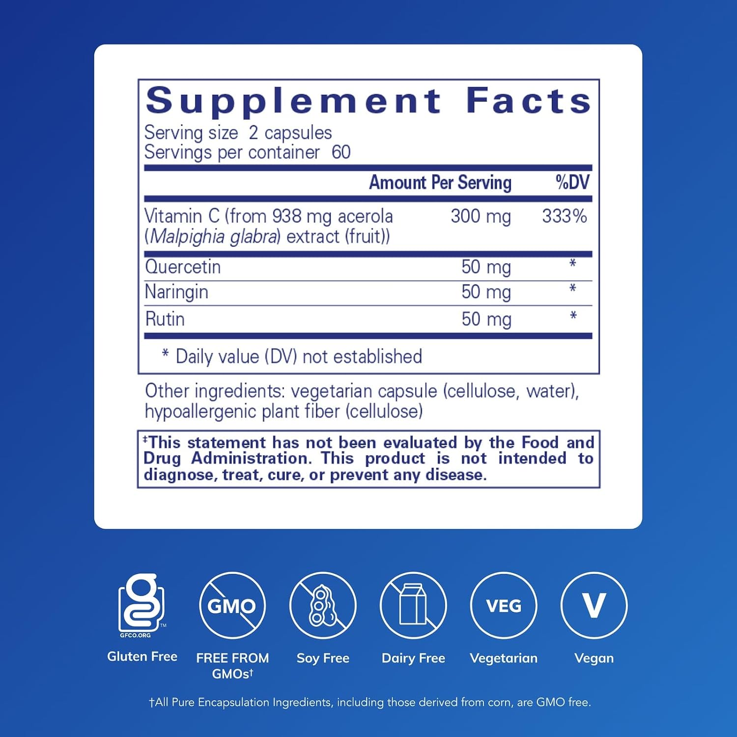 Pure Encapsulations Acerola/Flavonoid | Vitamina C y Bioflavonoides de Origen Vegetal, Sin Maíz | 120 Cápsulas