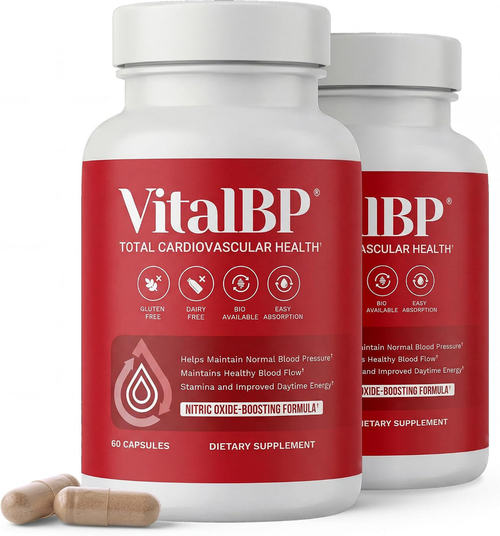 VitalBP - 2 Pack - Apoyo para la presión arterial normal - Favorece el flujo sanguíneo y las arterias - con CoQ10, L-Citrulina, K2 y D3 - 60 Cápsulas