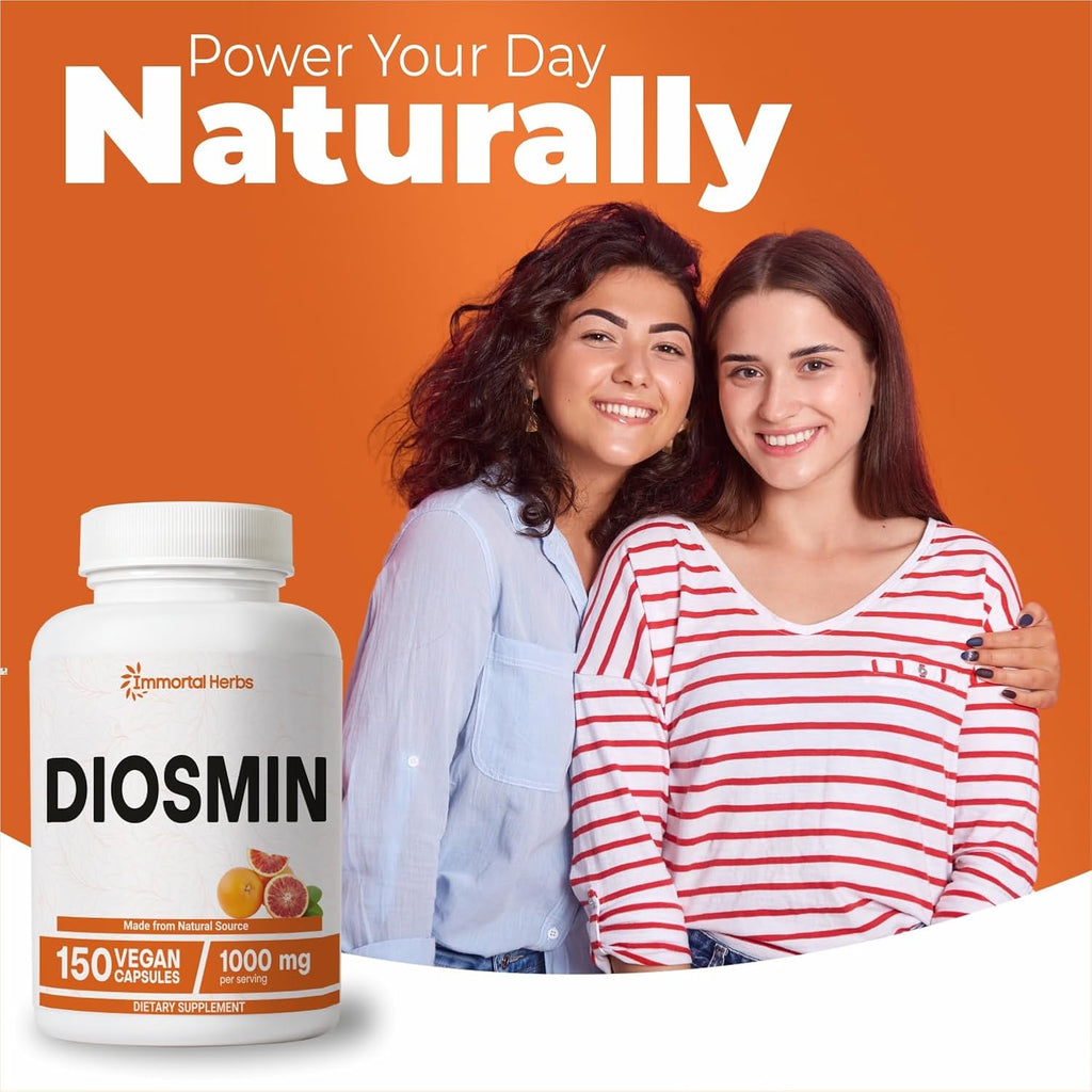 Pure Diosmin 1000mg Complex Formula, 150 Cápsulas – Suplemento de Diosmina con Bioflavonoides Cítricos