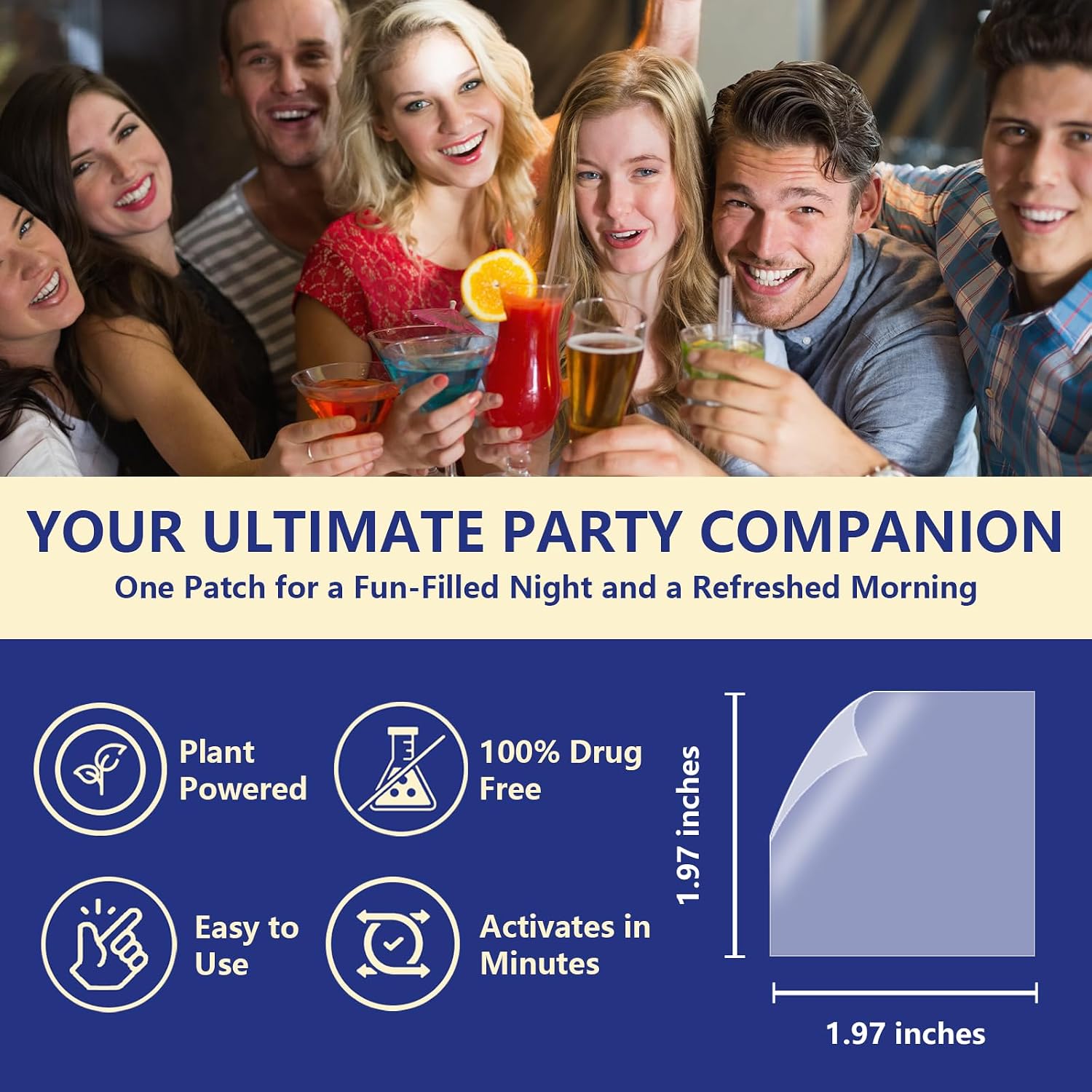 Party Recovery Patches 20 Pack, Natural Ingredients for Quick Recovery, Individually Wrapped, Skin-Friendly & Waterproof - Enhanced Morning Formula, Wake Up Refreshed and Energized