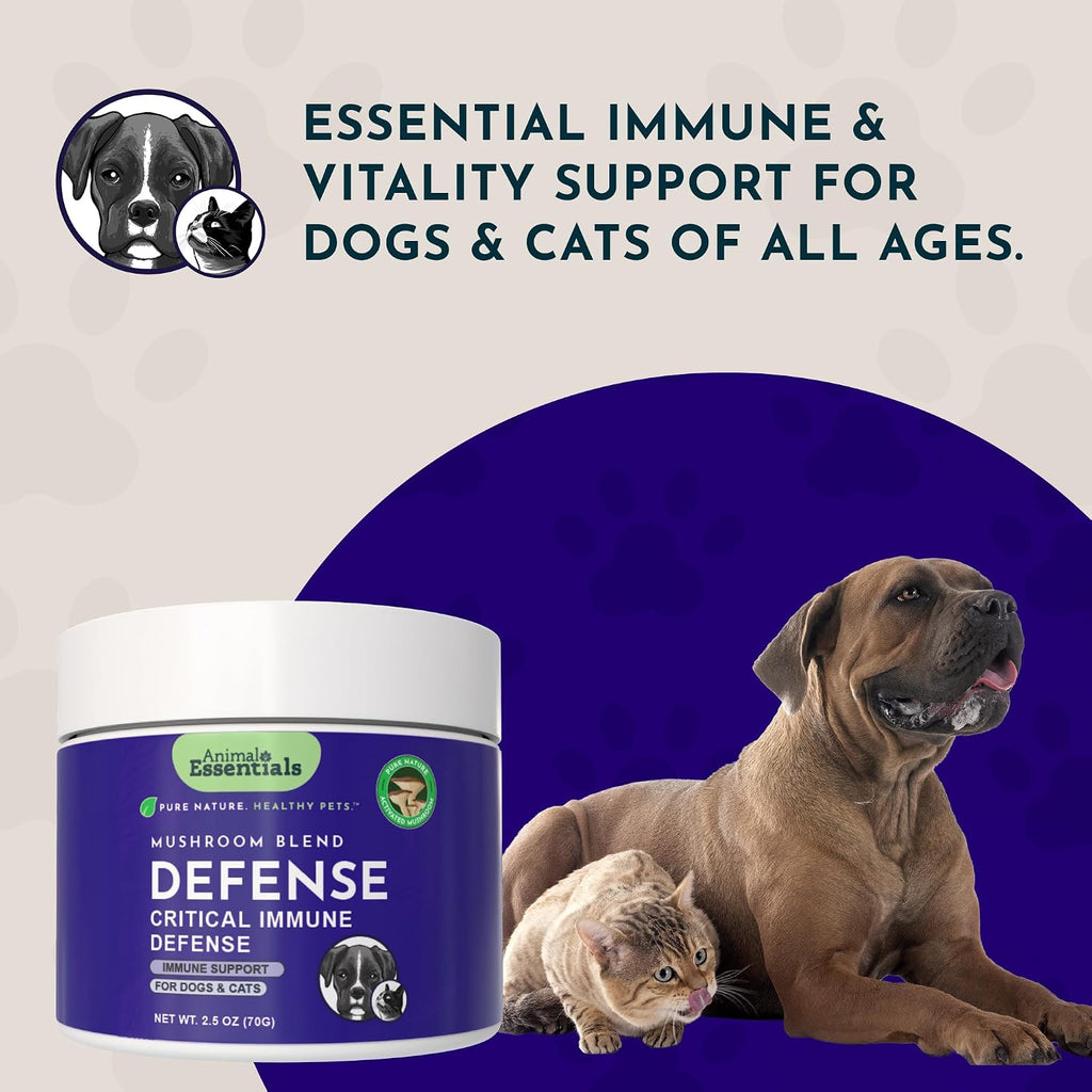 Animal Essentials MUSHROOM DEFENSE - Suplemento de setas para perros y gatos, extracto en polvo, 70g