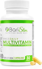 BariSlim Multivitamínico Bariátrico Una Vez al Día - 45mg de Hierro - Post Cirugía Bypass y Manga Gástrica | 30 Días
