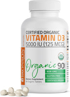 Bronson Vitamin D3 5000 IU USDA Certified Organic - 90 Tablets