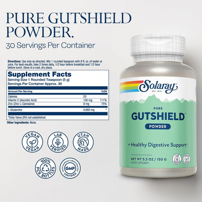 SOLARAY Gutshield Powder 150 Gram – Vitamina C (ácido ascórbico): La vitamina C contribuye al funcionamiento – Image 2