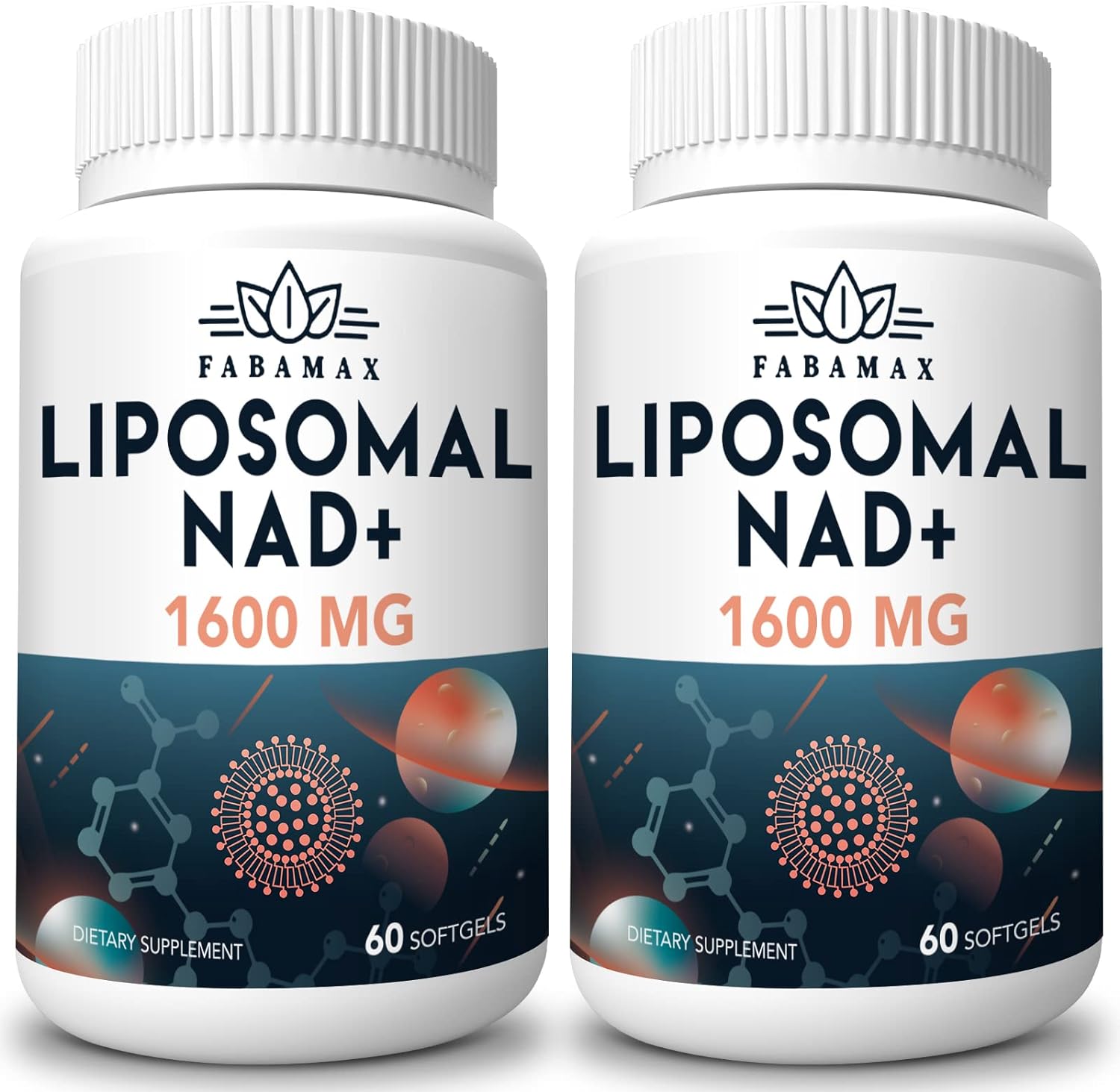 Fabamax 1600 mg Liposomal NAD+ - 98% Pureza, Absorción Superior, 120 Cápsulas Blandas
