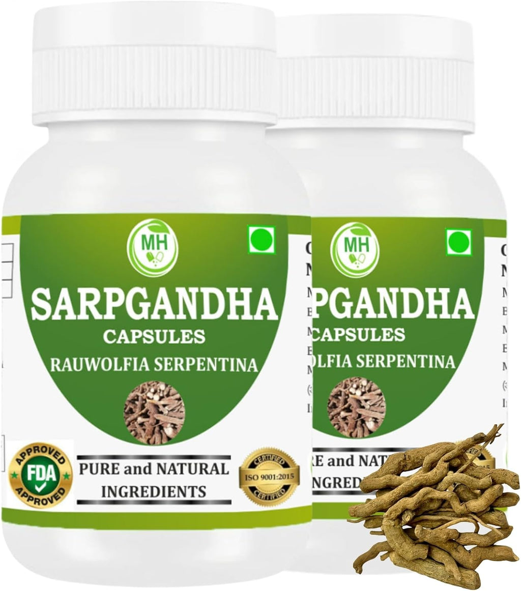 Cápsulas de Sarpgandha (Rauwolfia serpentina) de Morsan Healthcare, Paquete de 4 x 60 cápsulas veganas de 500 mg