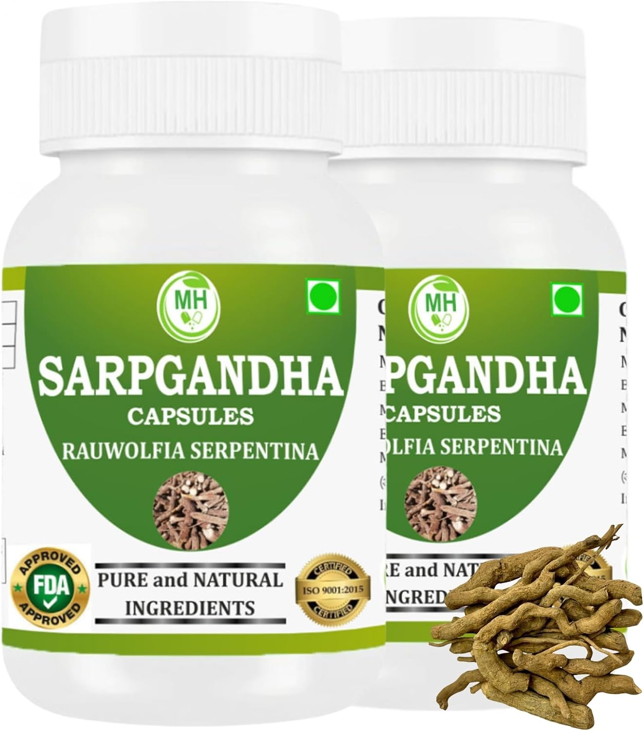 Morsan Healthcare Sarpgandha (Rauwolfia Serpentina) Cápsulas – Pack de 2 x 60 Cápsulas Veganas | Extracto Herbal de 500 mg | Suplemento Ayurvédico Natural