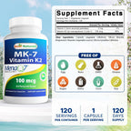 Best Naturals MK-7 Vitamina K2 100 mcg 120 Cápsulas Vegetales