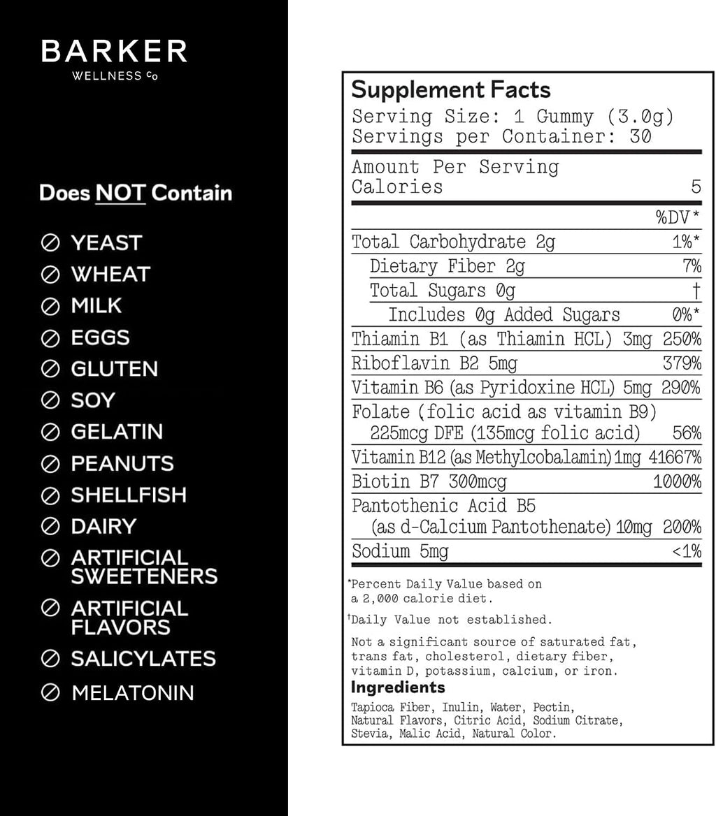 Gominolas de Complejo B Barker Wellness – Energía y Metabolismo, Sin Azúcar
