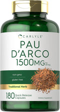 Carlyle Pau D'Arco Cápsulas | 1500 mg | 180 Unidades | Suplemento Herbal | No OGM, Sin Gluten