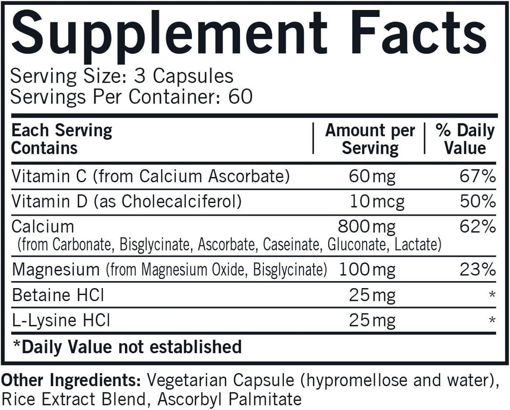 Kirkman Bone Support - Suplemento de Calcio para Huesos, 180 Cápsulas Vegetarianas