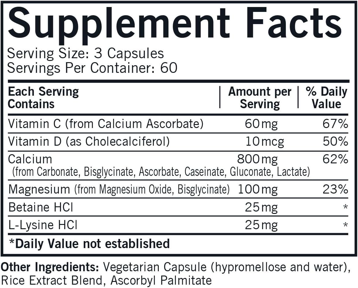 Kirkman Bone Support - Suplemento de Calcio para Huesos, 180 Cápsulas Vegetarianas