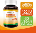 LOVITA Vitamina E 400 UI Cápsulas Blandas Veganas, Vitamina E Natural 268 mg (como D-Alfa Tocoferol), 120 Cápsulas (Pack de 3)