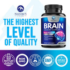 Nature's Peak Suplemento para la Memoria y Concentración - 3X Fuerza Nootrópico con Bacopa, Ginkgo Biloba y DMAE - 60 Cápsulas