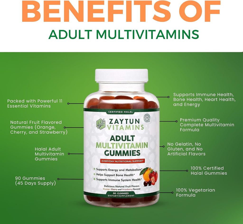 Zaytun Vitamins Gominolas Multivitamínicas Halal para Adultos - Sabor Frutas Naturales