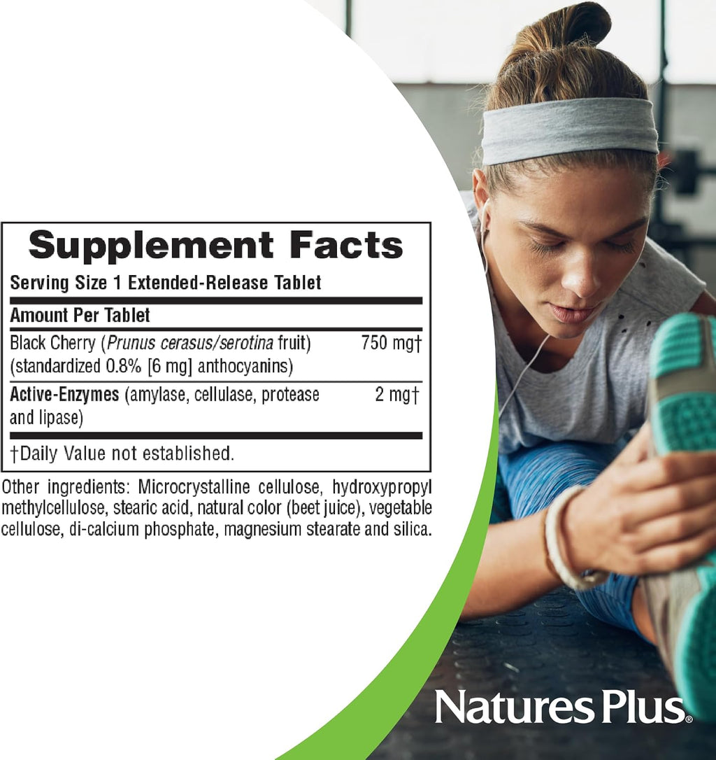 NaturesPlus Herbal Actives Black Cherry - 30 Comprimidos - Apoyo Antioxidante de Liberación Prolongada - Vegetariano, Sin Gluten