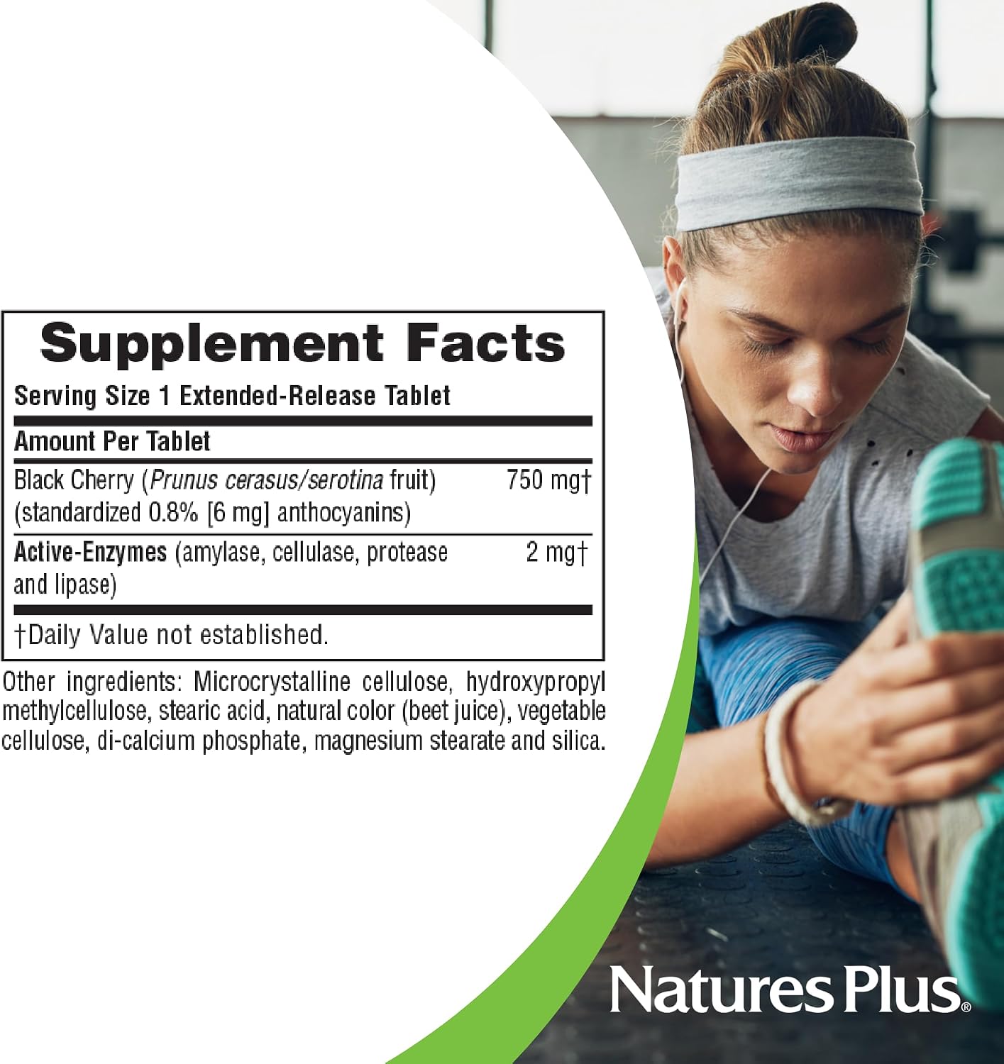NaturesPlus Herbal Actives Black Cherry - 30 Comprimidos - Apoyo Antioxidante de Liberación Prolongada - Vegetariano, Sin Gluten
