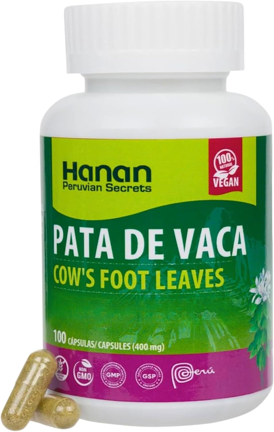 Hanan Pata de Vaca 100 Cápsulas – Bauhinia forficata – Suplemento Herbal Natural de Perú
