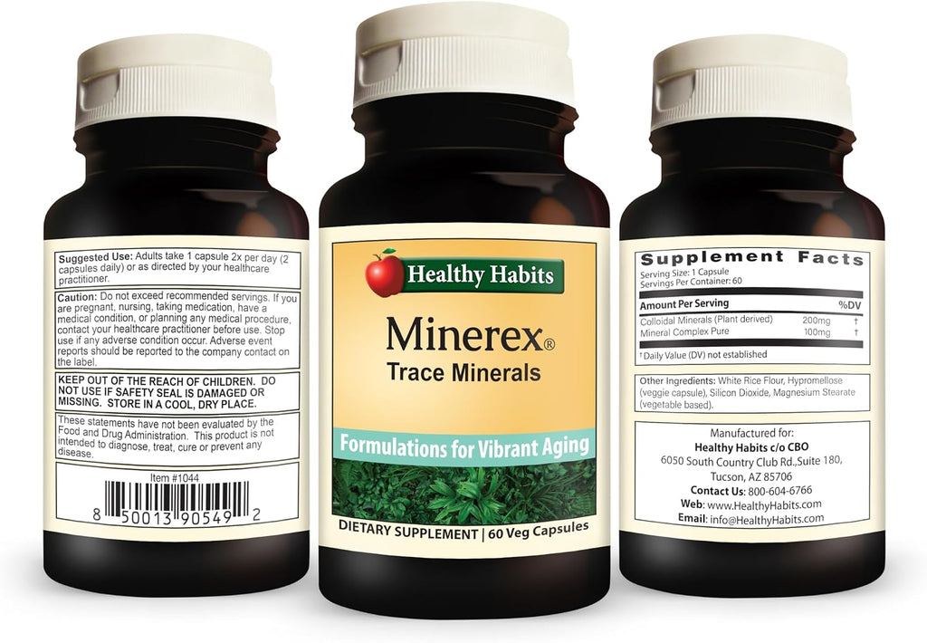 Healthy Habits MINEREX Suplemento Mineral Completo de Alta Potencia con Sentramin - 60 cápsulas