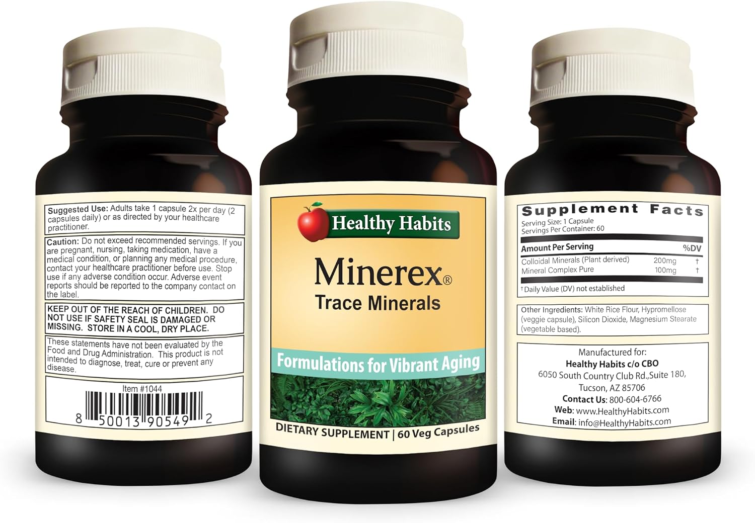 Healthy Habits MINEREX Suplemento Mineral Completo de Alta Potencia con Sentramin - 60 cápsulas