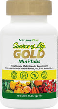 NaturesPlus Source of Life GOLD Multivitamínico - 180 Mini-Comprimidos (Pack de 2) - Con Vitaminas D3, B12 y K2 - Vegetariano y Sin Gluten