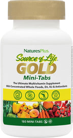 NaturesPlus Source of Life GOLD Multivitamínico - 180 Mini-Comprimidos (Pack de 2) - Con Vitaminas D3, B12 y K2 - Vegetariano y Sin Gluten