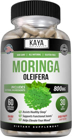 Kaya Naturals Extracto de Hoja de Moringa - Superalimento Verde - 60 Cápsulas Vegetales