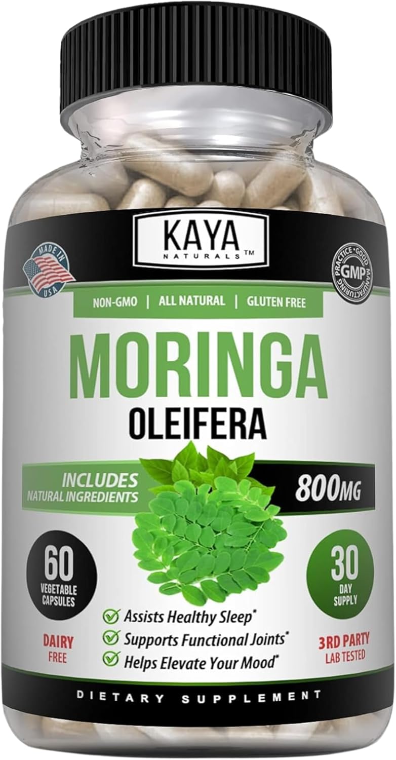 Kaya Naturals Extracto de Hoja de Moringa - Superalimento Verde - 60 Cápsulas Vegetales
