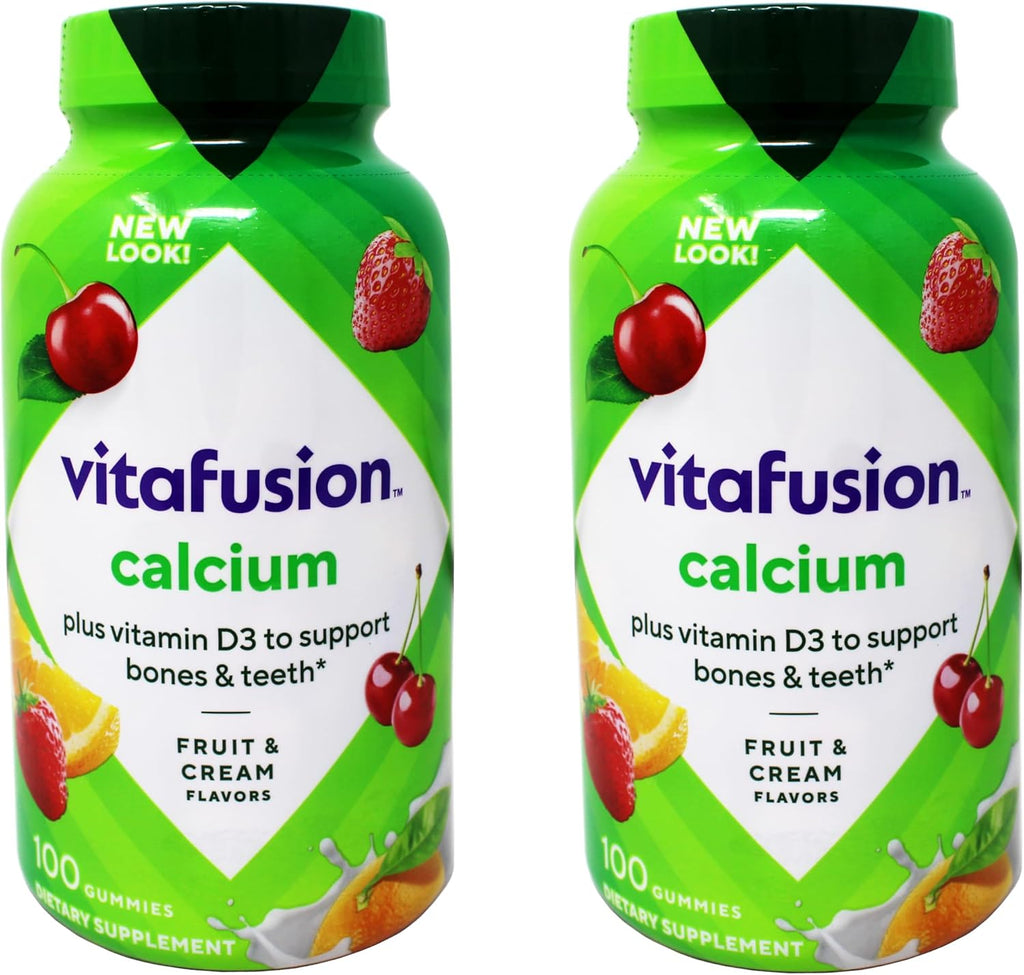 Vitafusion Gomitas de Calcio con Vitamina D3, 100 Gomitas (Paquete de 2)